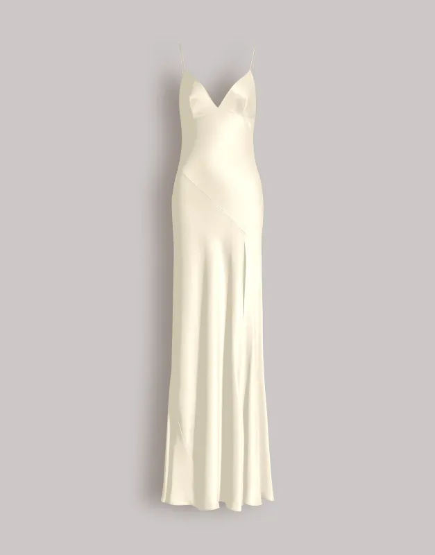 Abito lungo con spacco e spalline sottili made by Alberta Ferretti