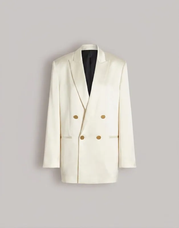 Blazer doppiopetto in raso lucido made by Alberta Ferretti
