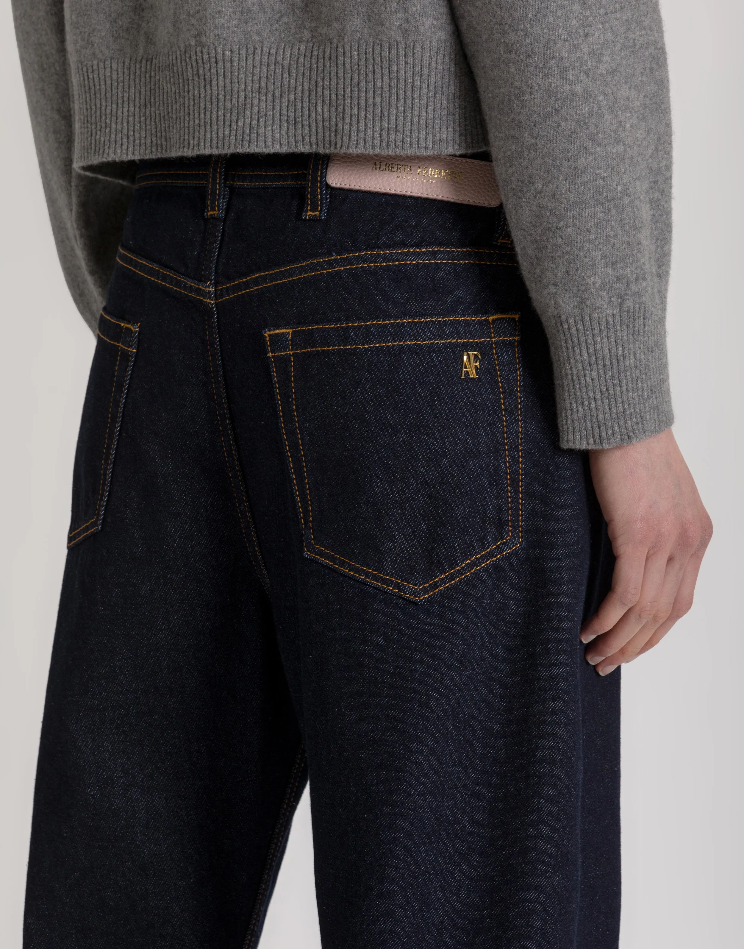 Jeans wide-leg blu scuro con logo AF sold by Philosophy di Lorenzo Serafini product image thumbnail 4