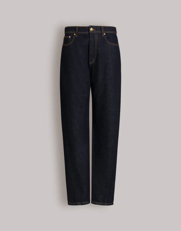 Jeans wide-leg blu scuro con logo AF made by Alberta Ferretti