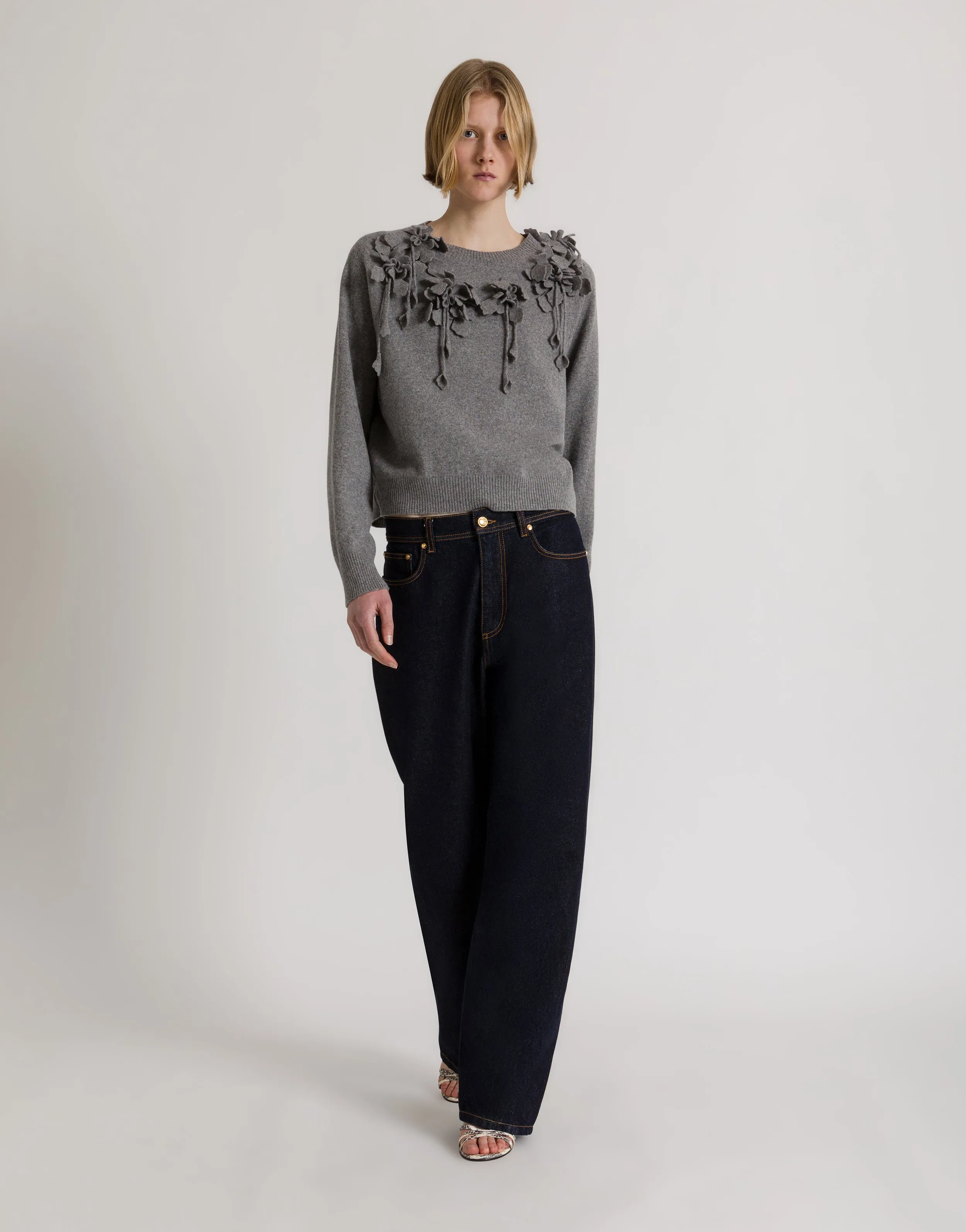 Jeans wide-leg blu scuro con logo AF sold by Philosophy di Lorenzo Serafini product image thumbnail 2