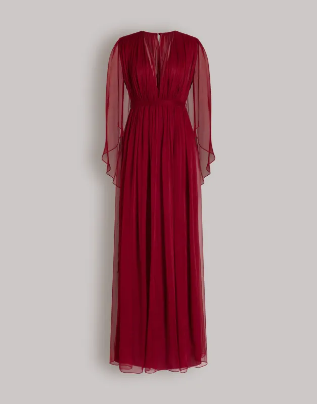 Abito lungo in chiffon con mantella made by Alberta Ferretti