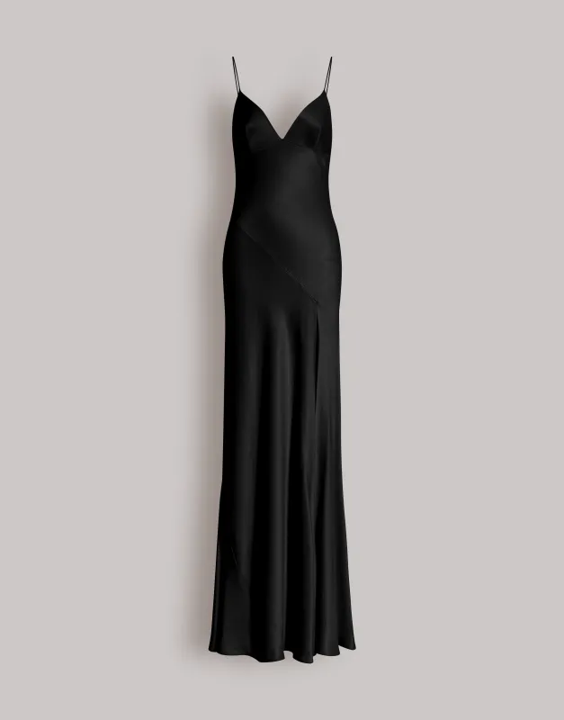 Abito lungo con spacco e spalline sottili made by Alberta Ferretti