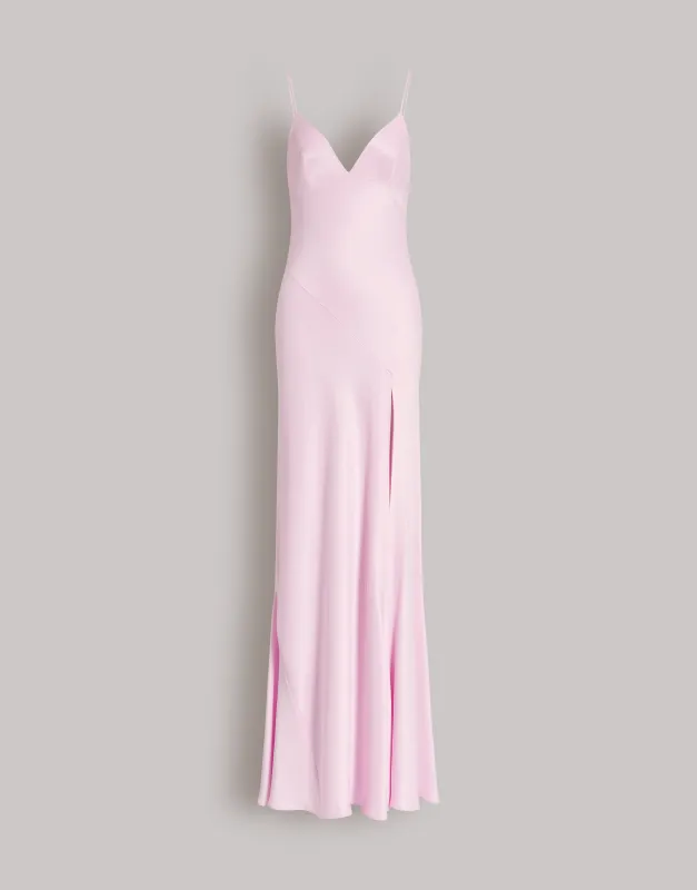 Abito lungo con spacco e spalline sottili made by Alberta Ferretti