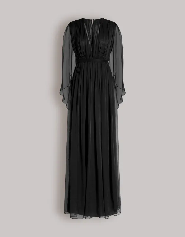 Abito lungo in chiffon con mantella made by Alberta Ferretti