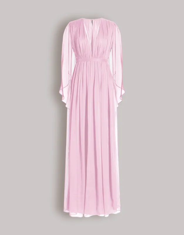 Abito lungo in chiffon con mantella made by Alberta Ferretti
