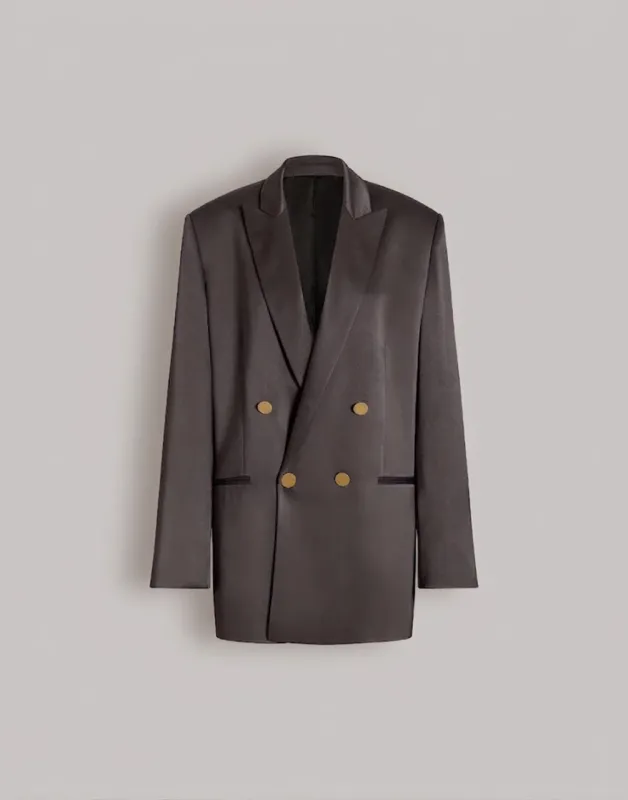 Blazer doppiopetto in raso lucido made by Alberta Ferretti