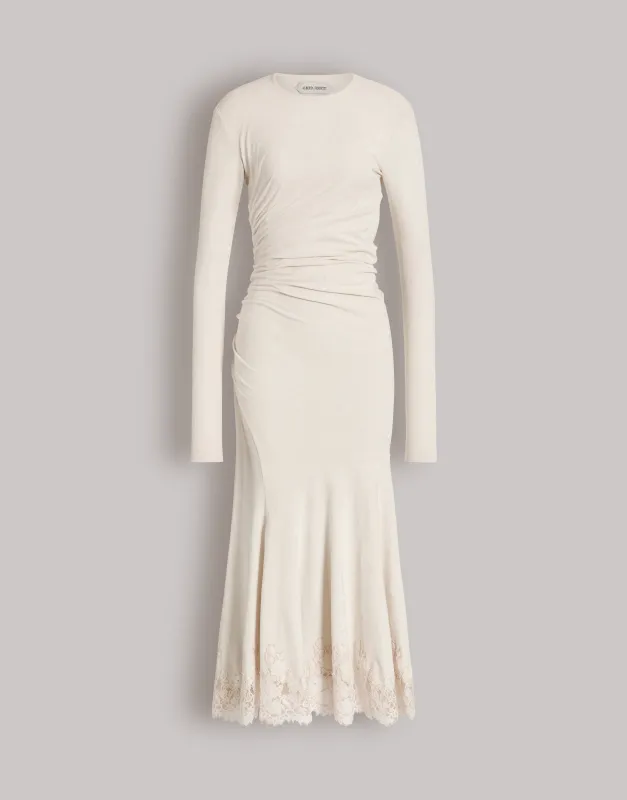 Abito midi in velluto stretch con bordo in pizzo made by Alberta Ferretti