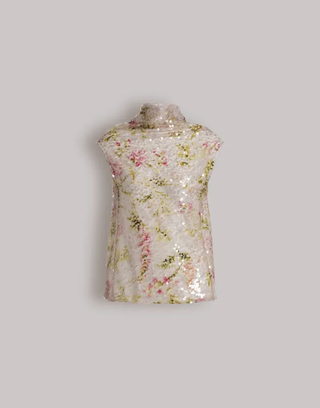 Top con paillettes a motivo floreale made by Alberta Ferretti