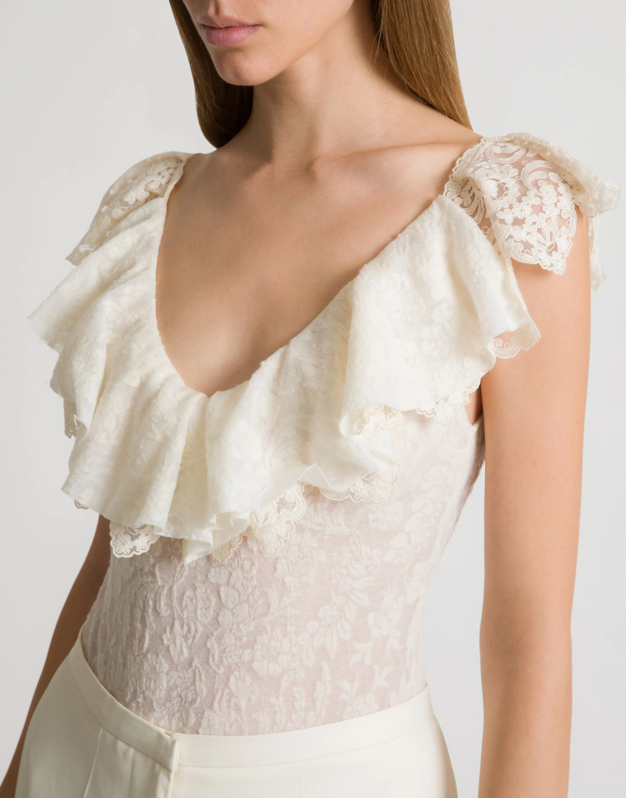 Body in pizzo di lana con maniche con volant sold by Philosophy di Lorenzo Serafini product image thumbnail 4