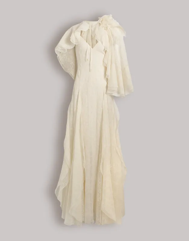 Abito bianco in tulle di seta  made by Alberta Ferretti