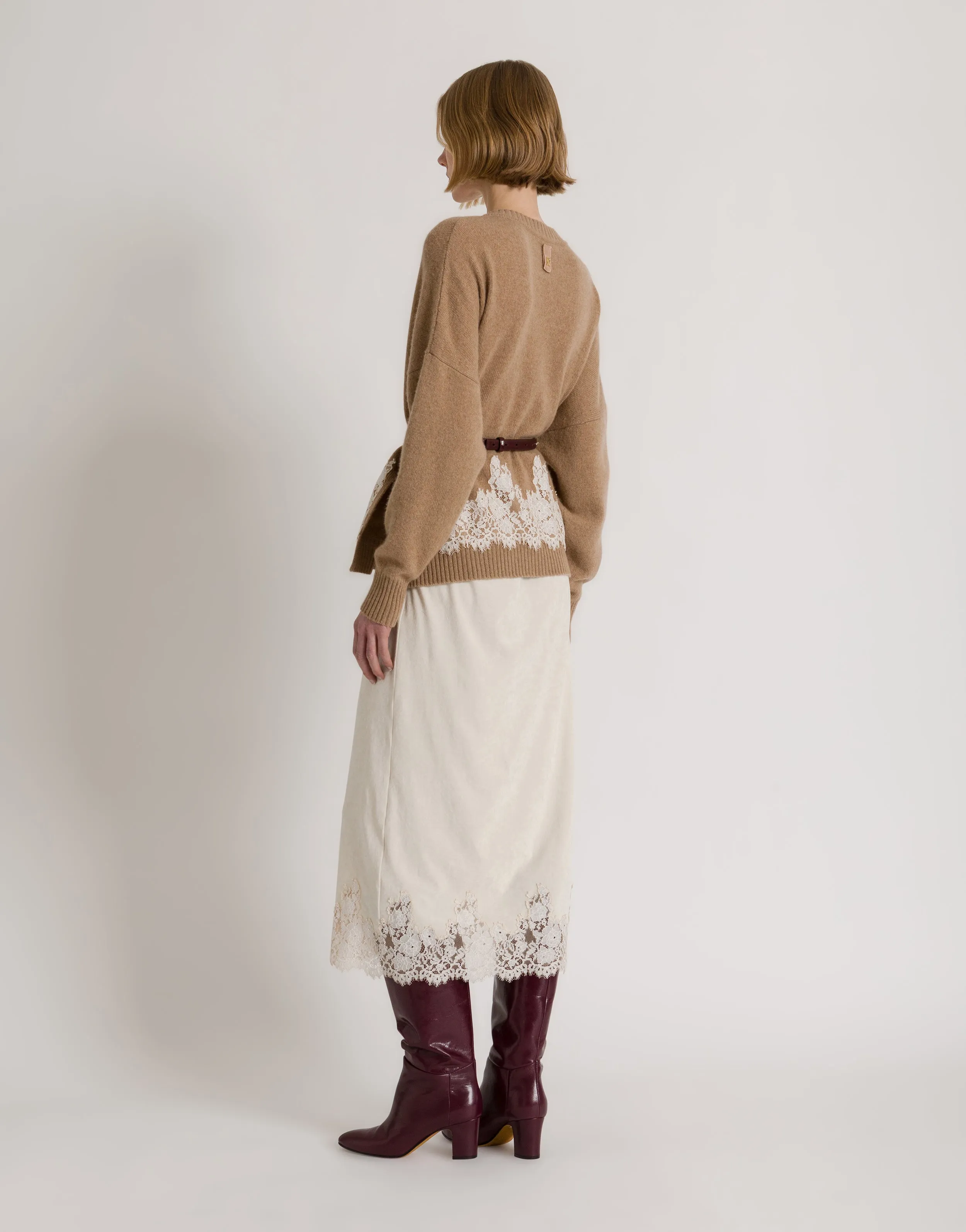Cardigan in cashmere con bordo in pizzo a contrasto sold by Philosophy di Lorenzo Serafini product image thumbnail 3