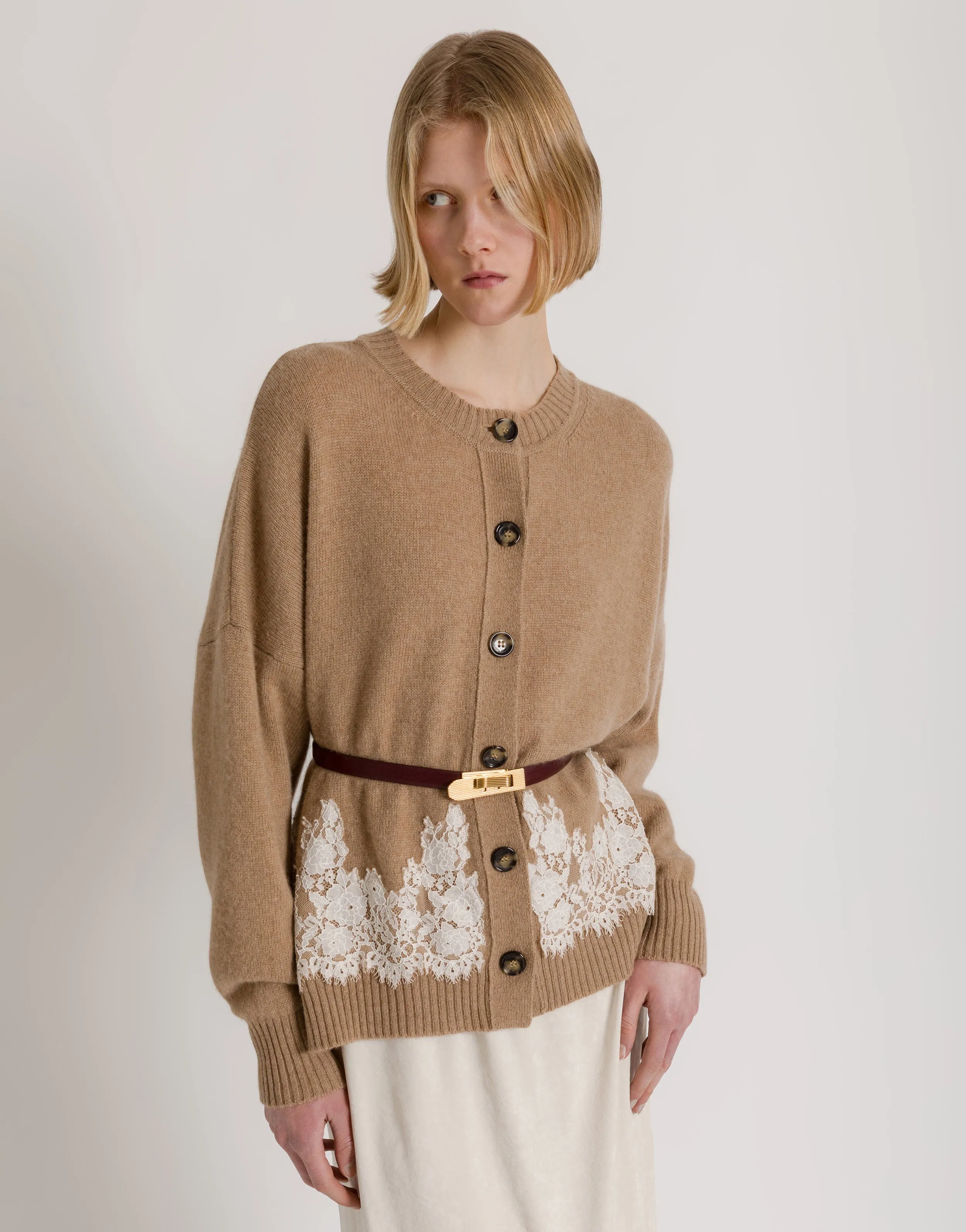 Cardigan in cashmere con bordo in pizzo a contrasto sold by Philosophy di Lorenzo Serafini product image thumbnail 4