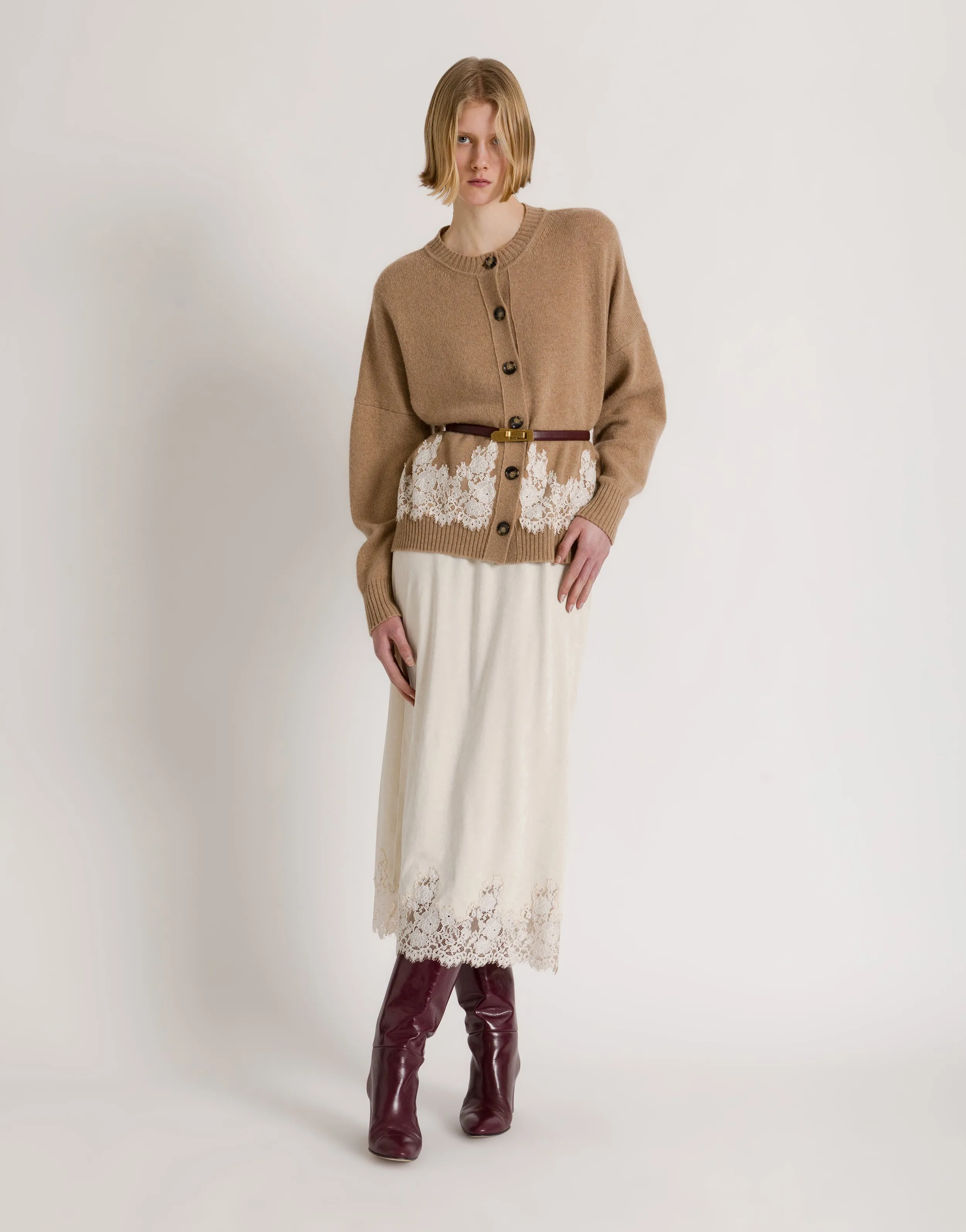 Cardigan in cashmere con bordo in pizzo a contrasto sold by Philosophy di Lorenzo Serafini product image thumbnail 2