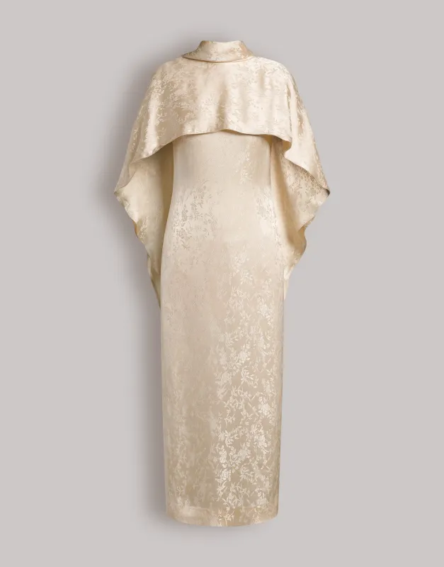 Abito in jacquard floreale con mantellina made by Alberta Ferretti