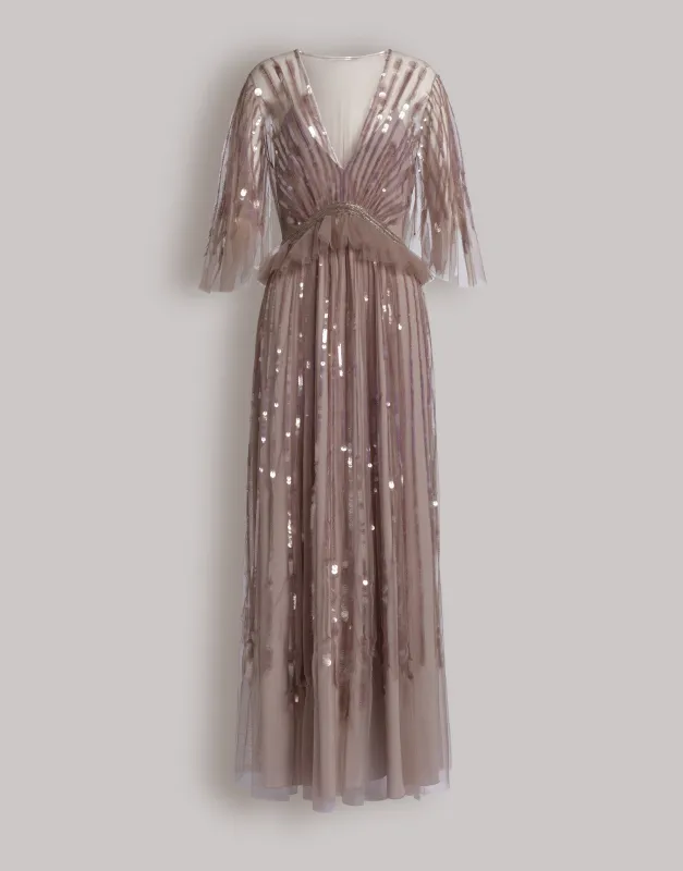 Abito lungo in tulle ricamato made by Alberta Ferretti
