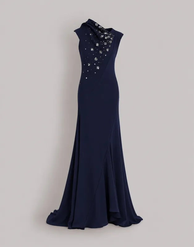 Abito Lungo in Enver Satin con Ricami made by Alberta Ferretti