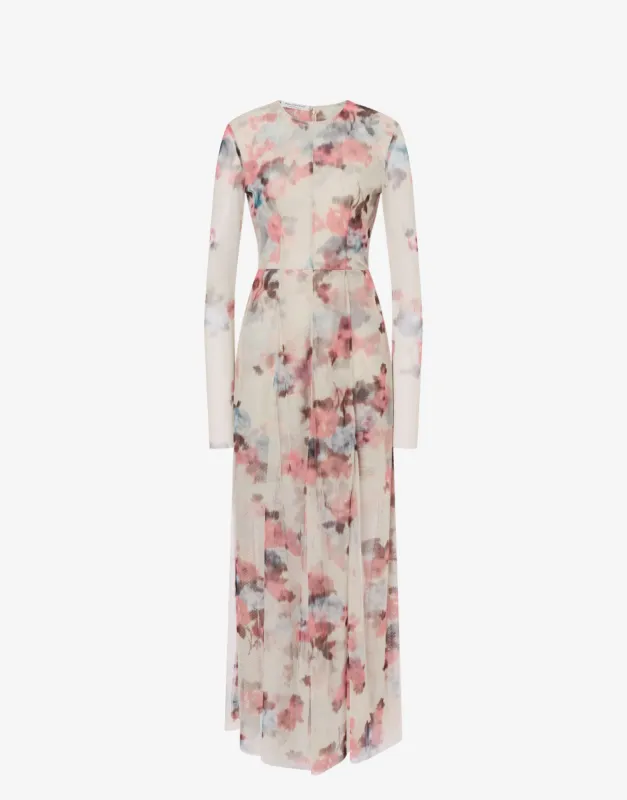 Abito lungo in tulle con stampa fiori sold by Philosophy di Lorenzo Serafini