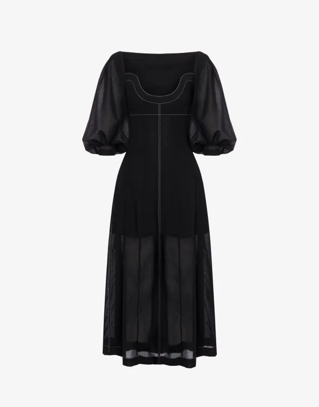 Abito lungo in voile con impunture sold by Philosophy di Lorenzo Serafini