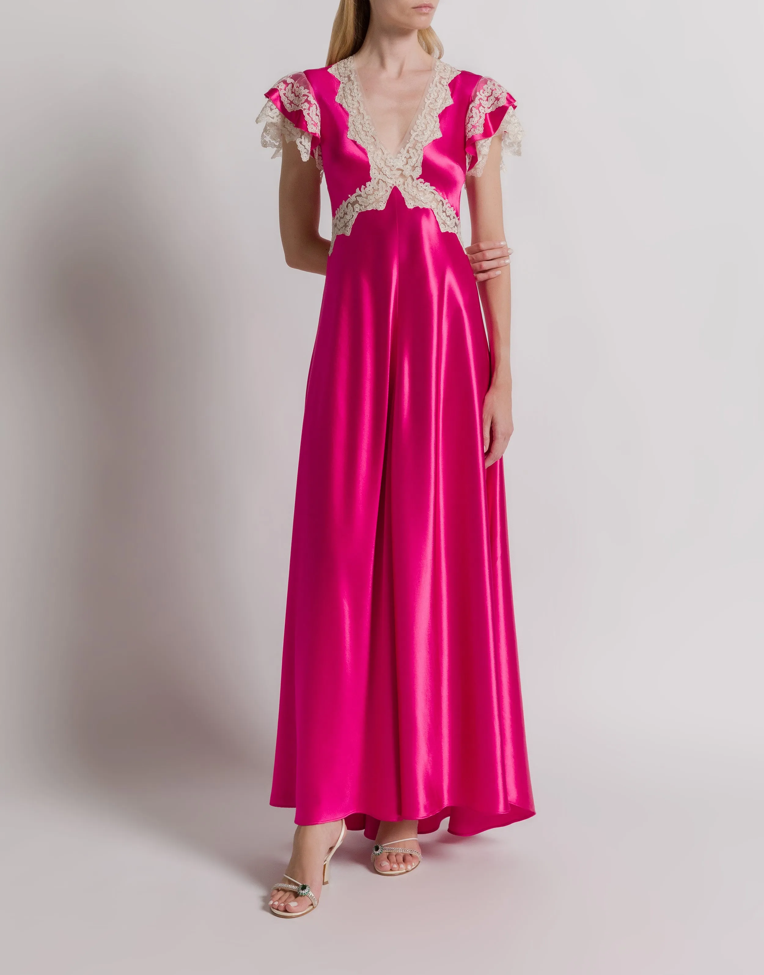 Abito in raso con maniche in pizzo sold by Philosophy di Lorenzo Serafini product image thumbnail 2