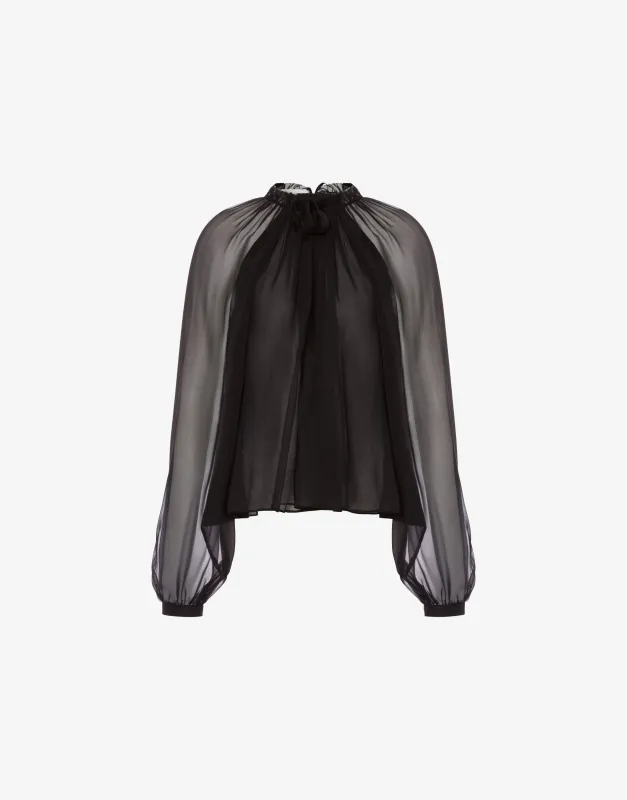 Blusa in chiffon di seta con fiore sold by Philosophy di Lorenzo Serafini