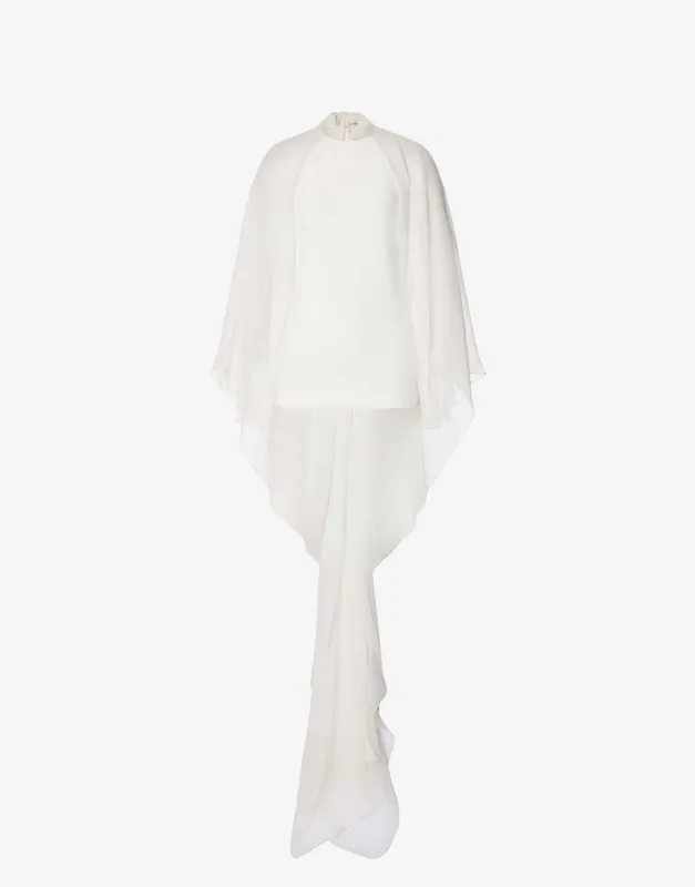 Blusa asimmetrica in cady stretch con maniche in chiffon sold by Philosophy di Lorenzo Serafini