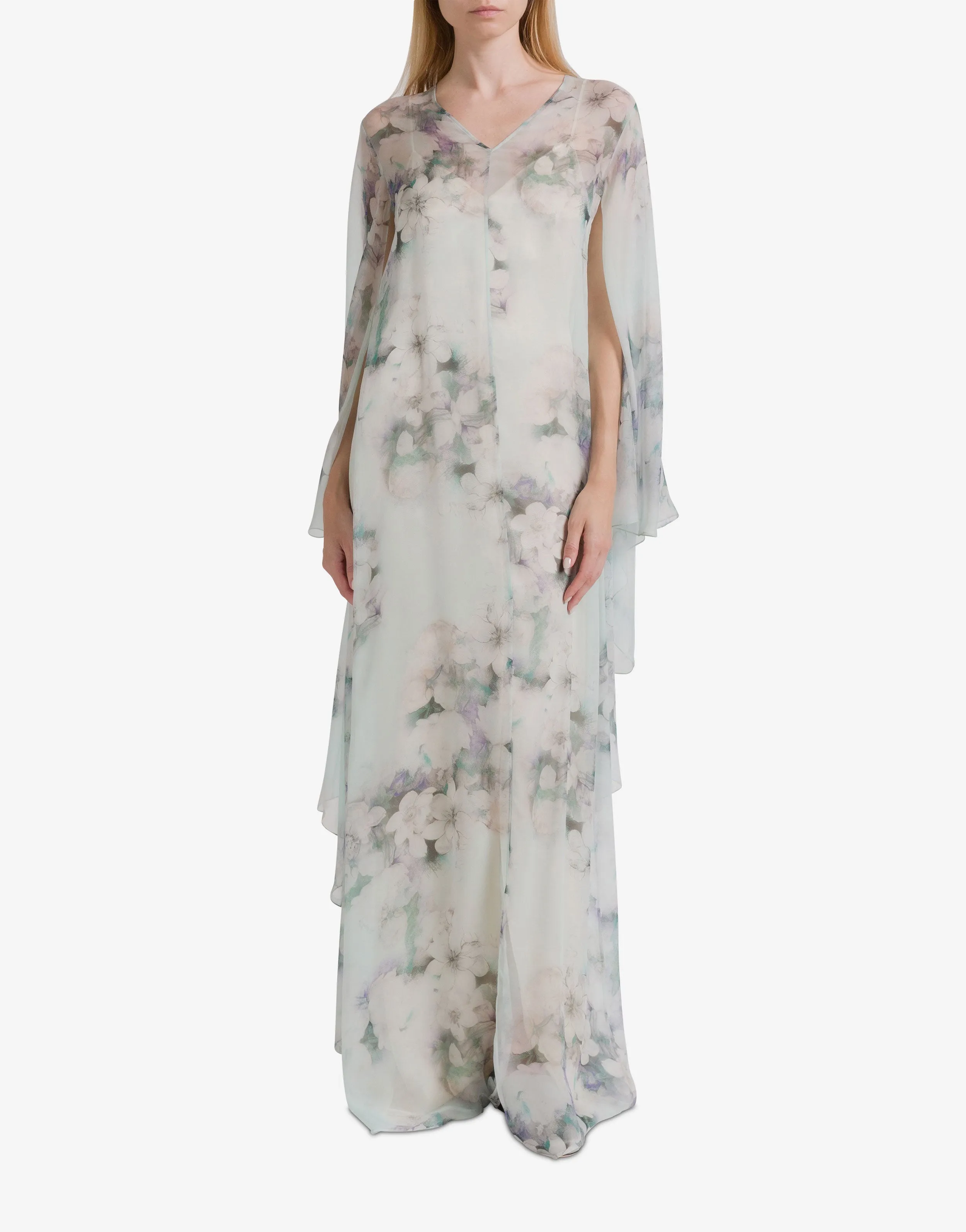 Abito caftano lungo in seta a fiori sold by Philosophy di Lorenzo Serafini product image thumbnail 2