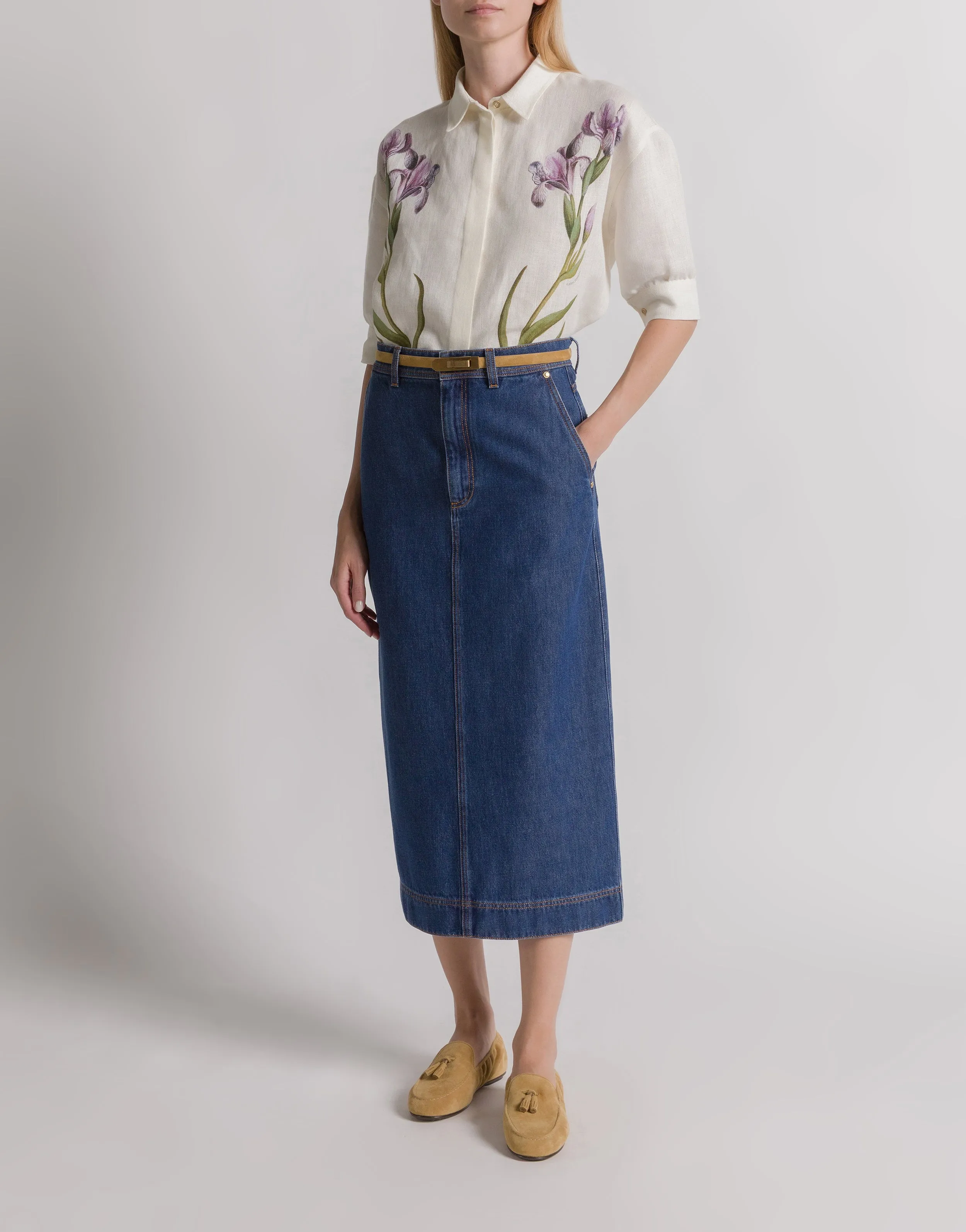 Gonna midi in denim sold by Philosophy di Lorenzo Serafini product image thumbnail 2