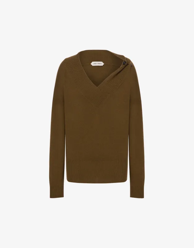 Maglione in puro cashmere con spilla piercing  made by Alberta Ferretti