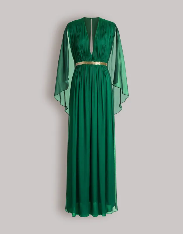 Abito lungo in seta con mantellina  made by Alberta Ferretti