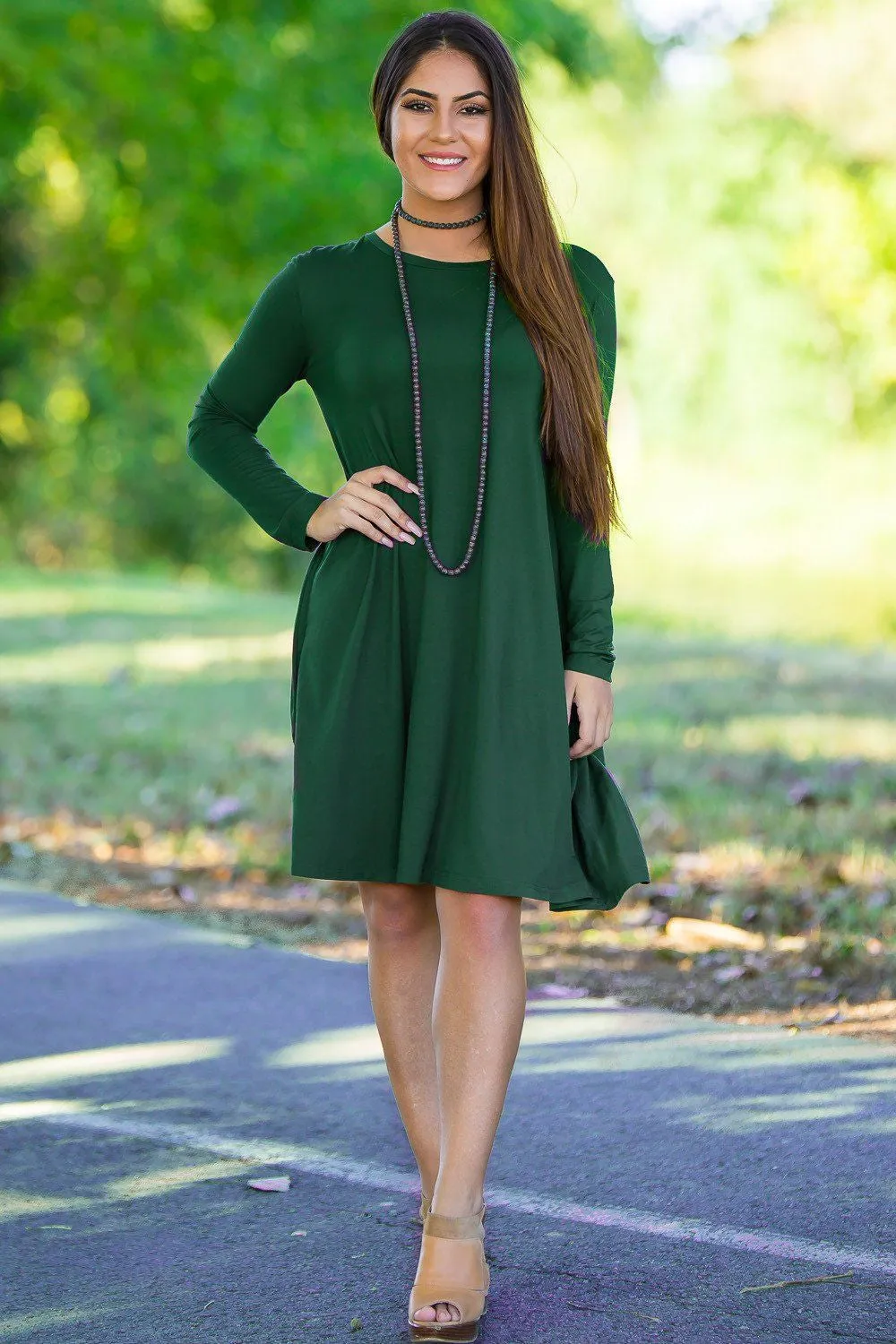 Piko 3/4 Sleeve Swing Dress - Forest Green sold by Piko 1988 product image thumbnail 2