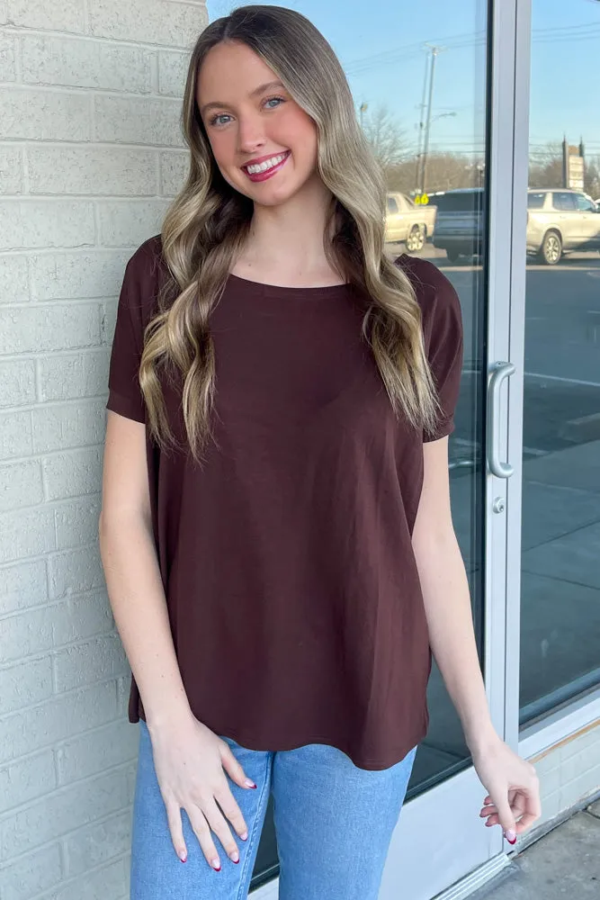 Short Sleeve Piko Top - Dark Brown sold by Piko 1988