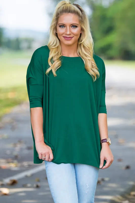 3/4 Sleeve Piko Top - JADE FOREST sold by Piko 1988