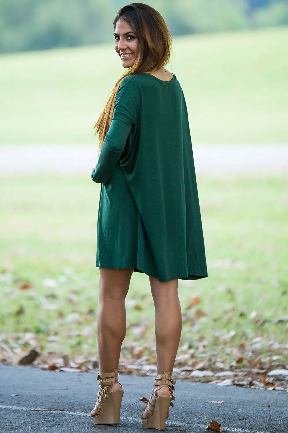 Long Sleeve V-Neck Piko Tunic - Jade Forest sold by Piko 1988 product image thumbnail 2