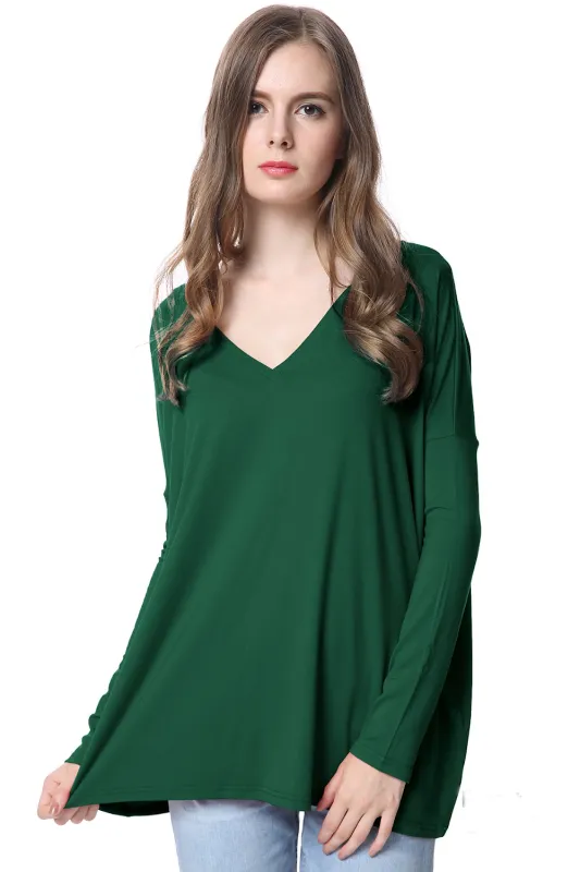 Long Sleeve V-Neck Piko Top - Jade Forest sold by Piko 1988