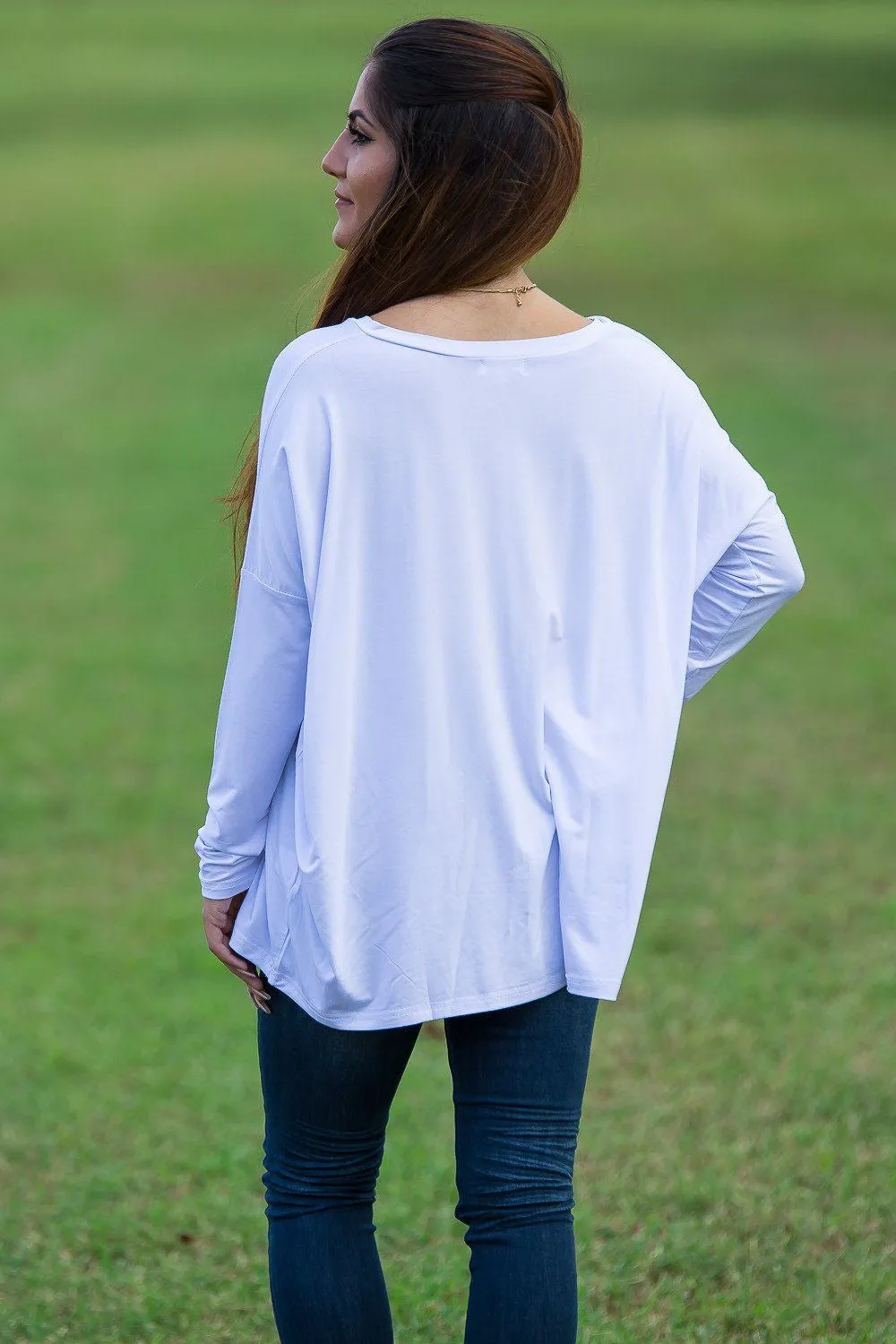 Long Sleeve V-Neck Piko Top - White sold by Piko 1988 product image thumbnail 2