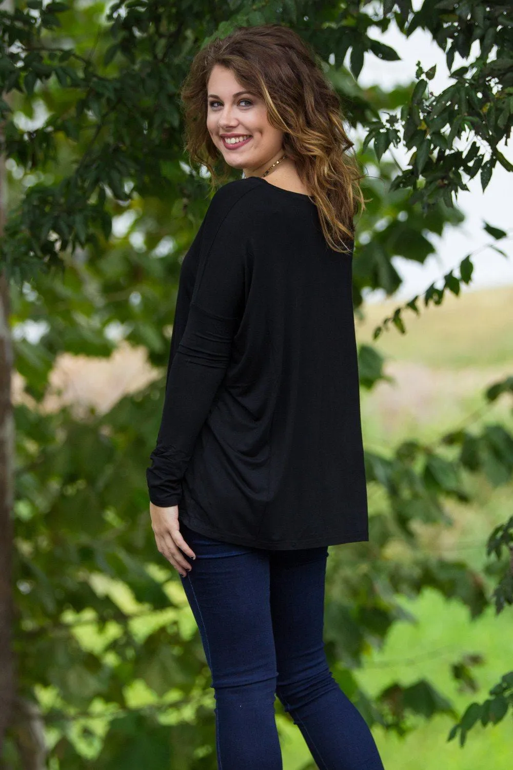Long Sleeve V-Neck Piko Top - Black sold by Piko 1988 product image thumbnail 2