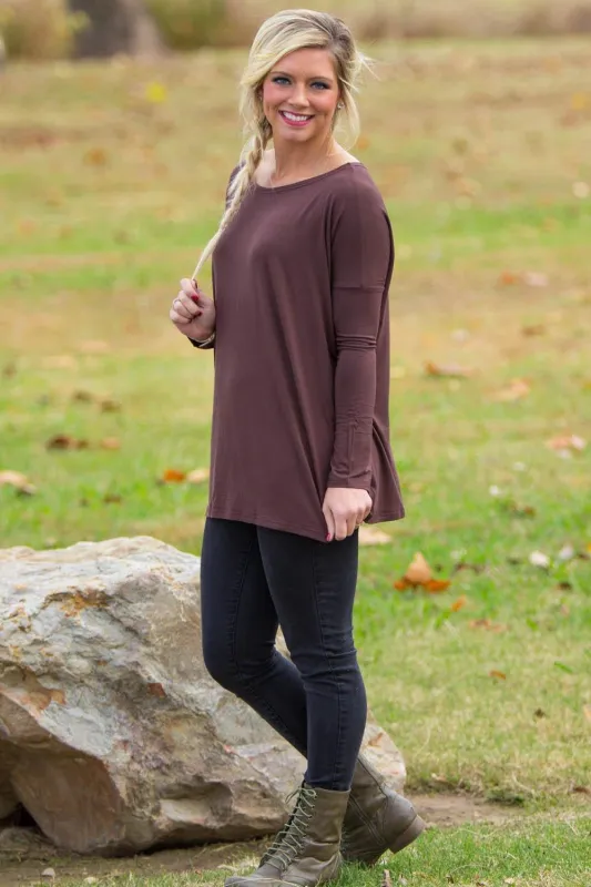 Long Sleeve Piko Top - Dark Brown sold by Piko 1988