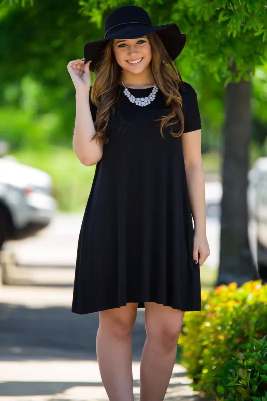 Piko Short Sleeve Swing Dress - Black sold by Piko 1988