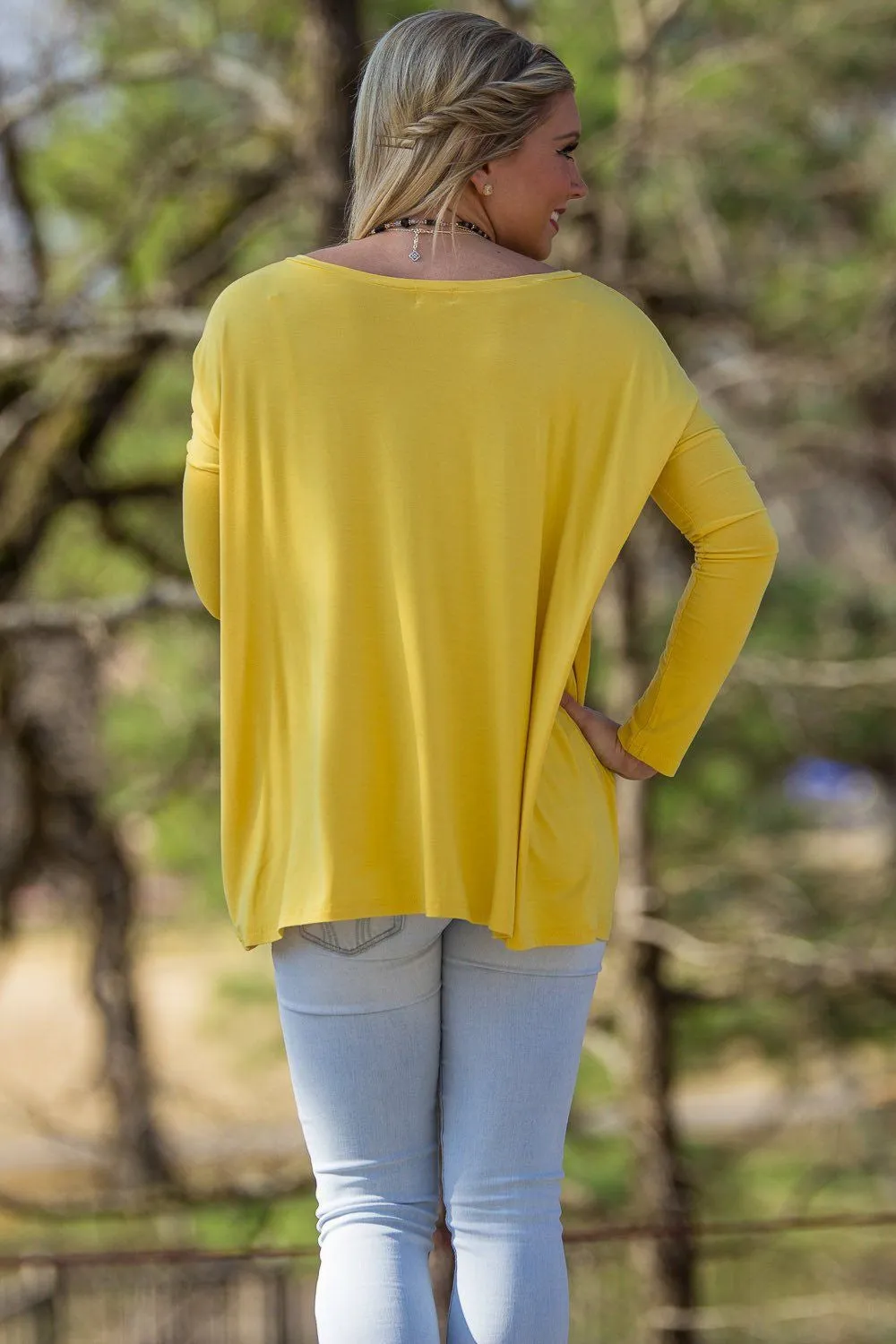 SALE-Long Sleeve V-Neck Piko Top - Mustard sold by Piko 1988 product image thumbnail 2