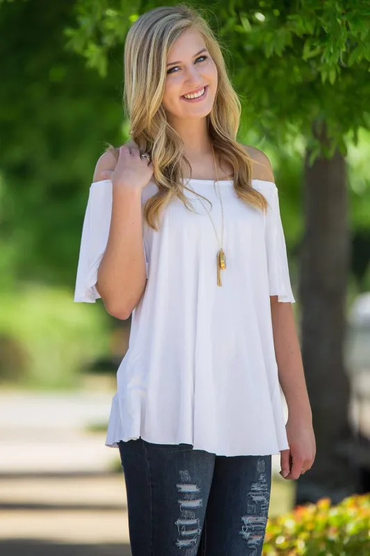 SALE-Off The Shoulder Short Sleeve Piko Top - Off White sold by Piko 1988