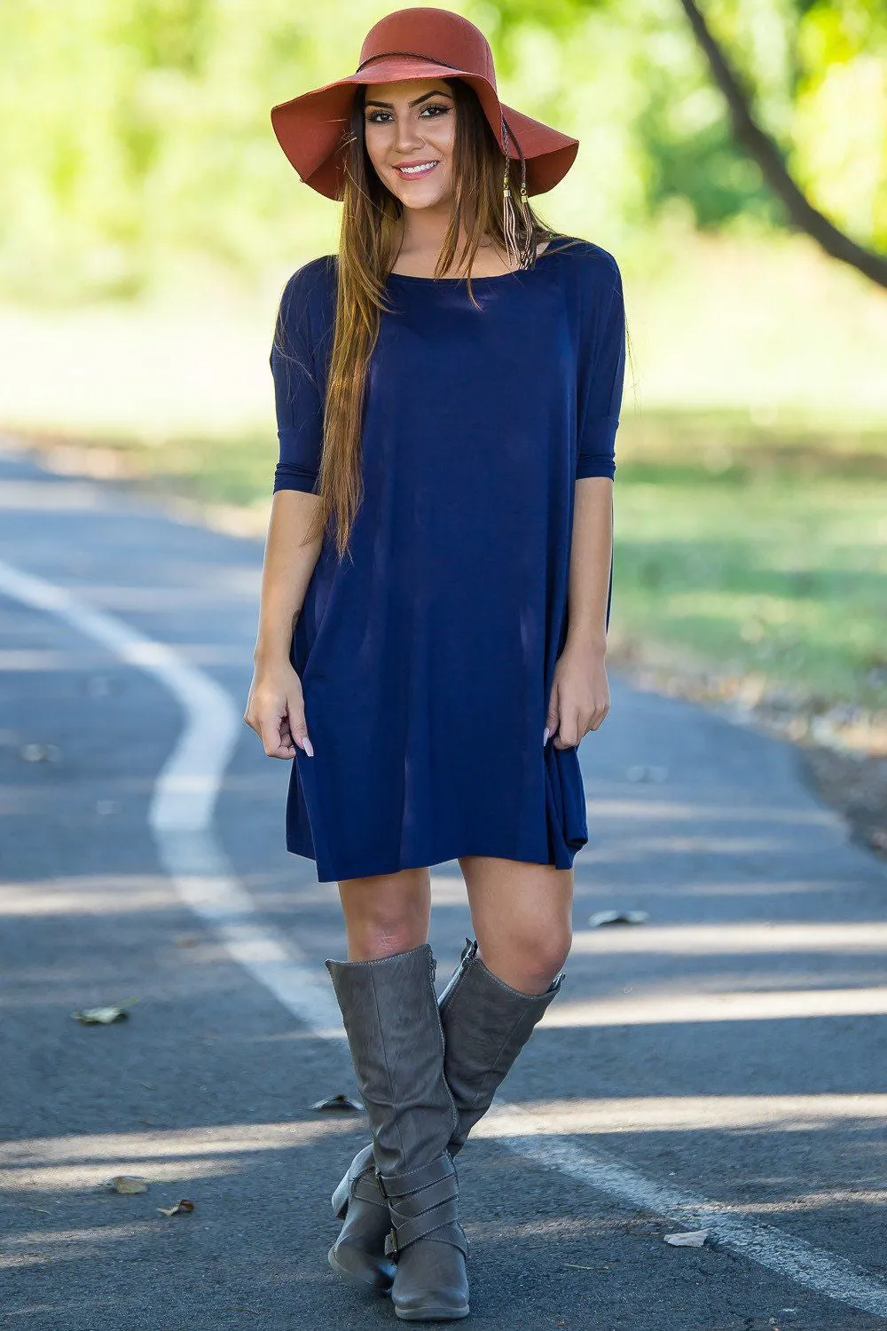 SALE-Half Sleeve Piko Tunic - Navy sold by Piko 1988