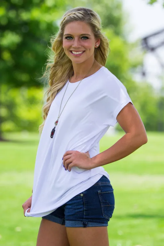 Short Sleeve Rolled Sleeve Piko Top - White sold by Piko 1988