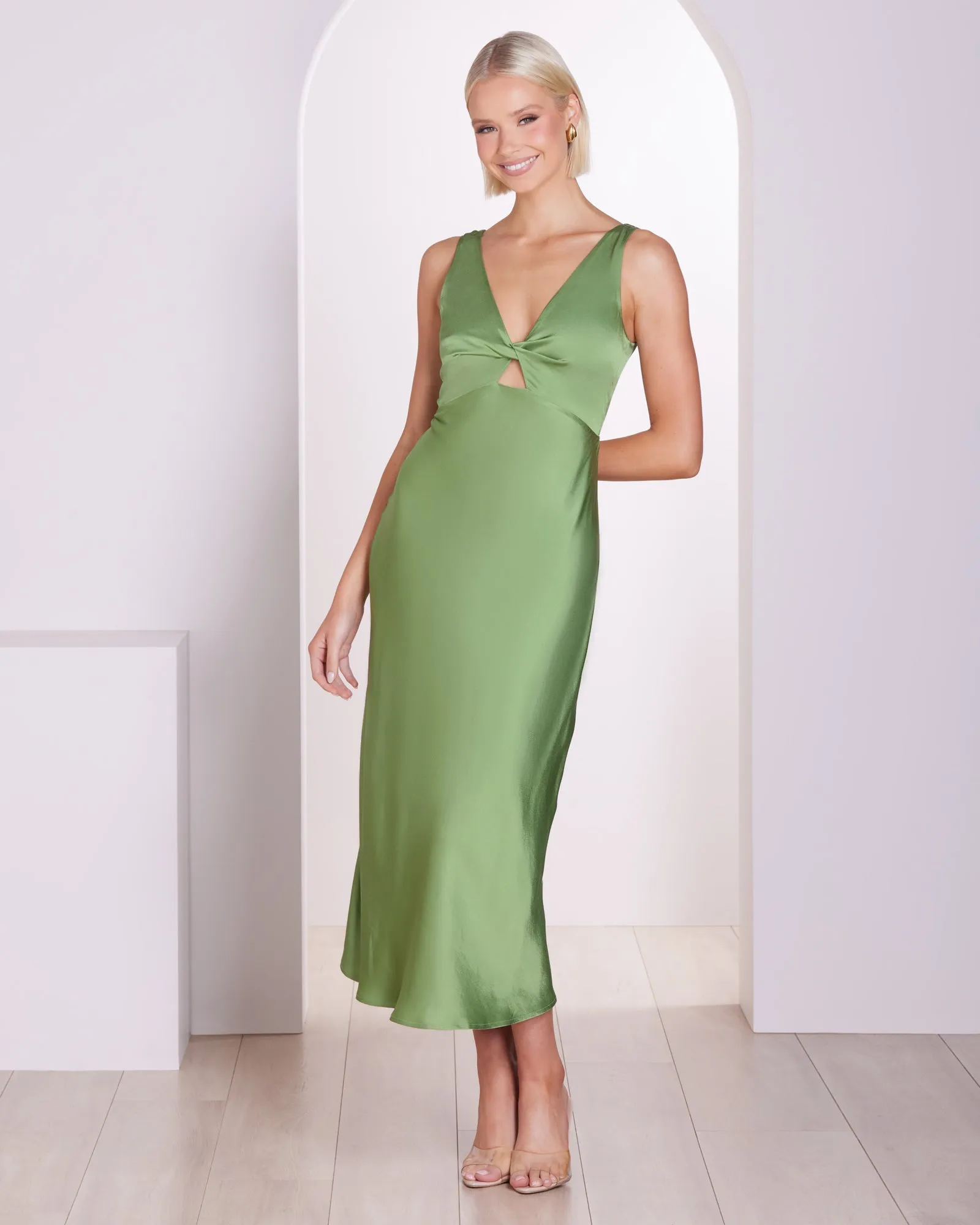 Jayla Twist Front Midi Dress sold by Pilgrim