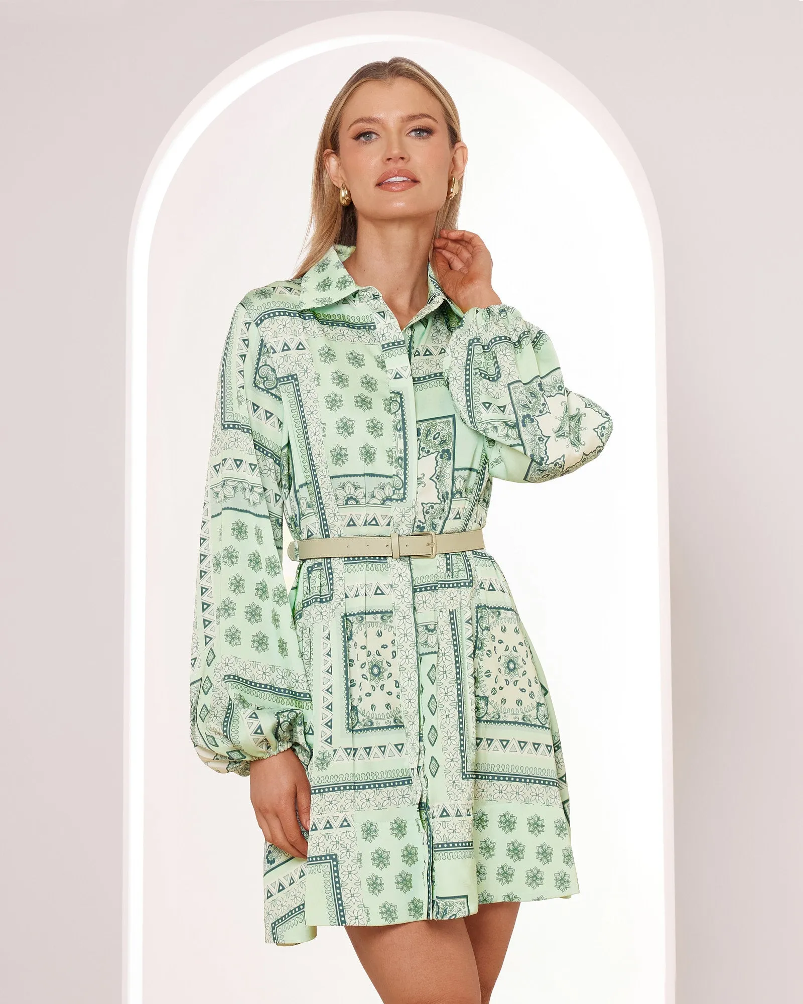 Romona Print Shirt Mini Dress sold by Pilgrim product image thumbnail 4