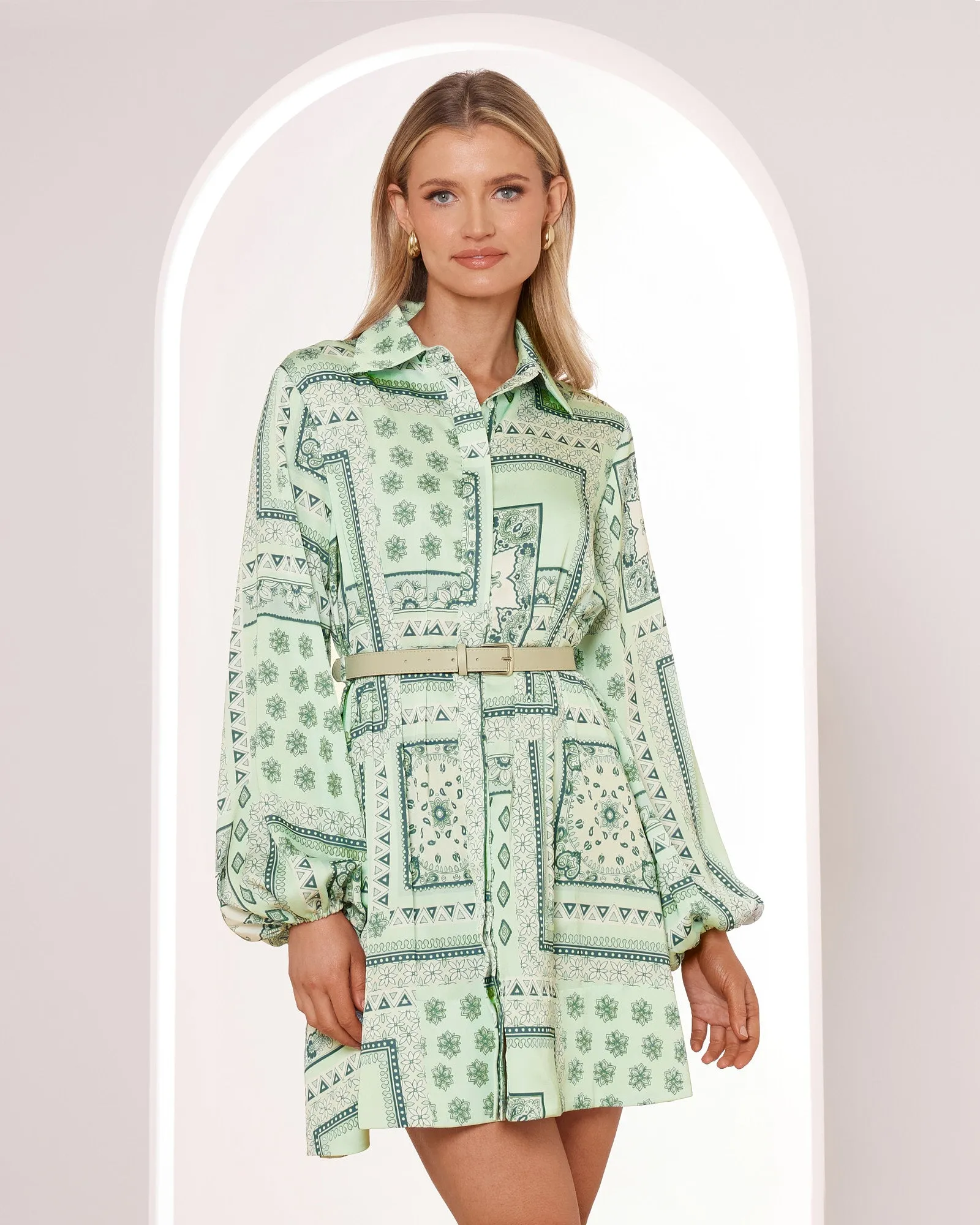 Romona Print Shirt Mini Dress sold by Pilgrim product image thumbnail 5