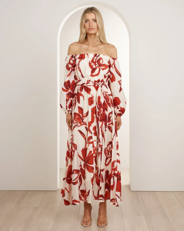 Vala Off Shoulder Maxi Dress sold by Pilgrim