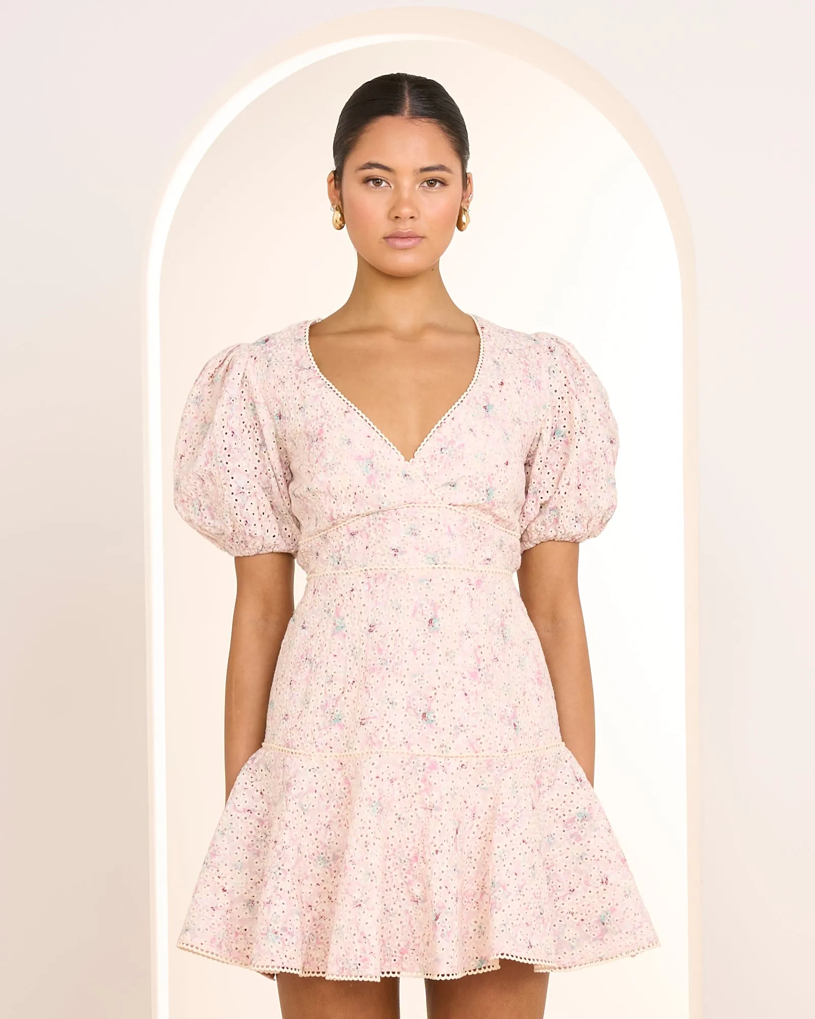 Dahlia Puff Sleeve Mini Dress sold by Pilgrim