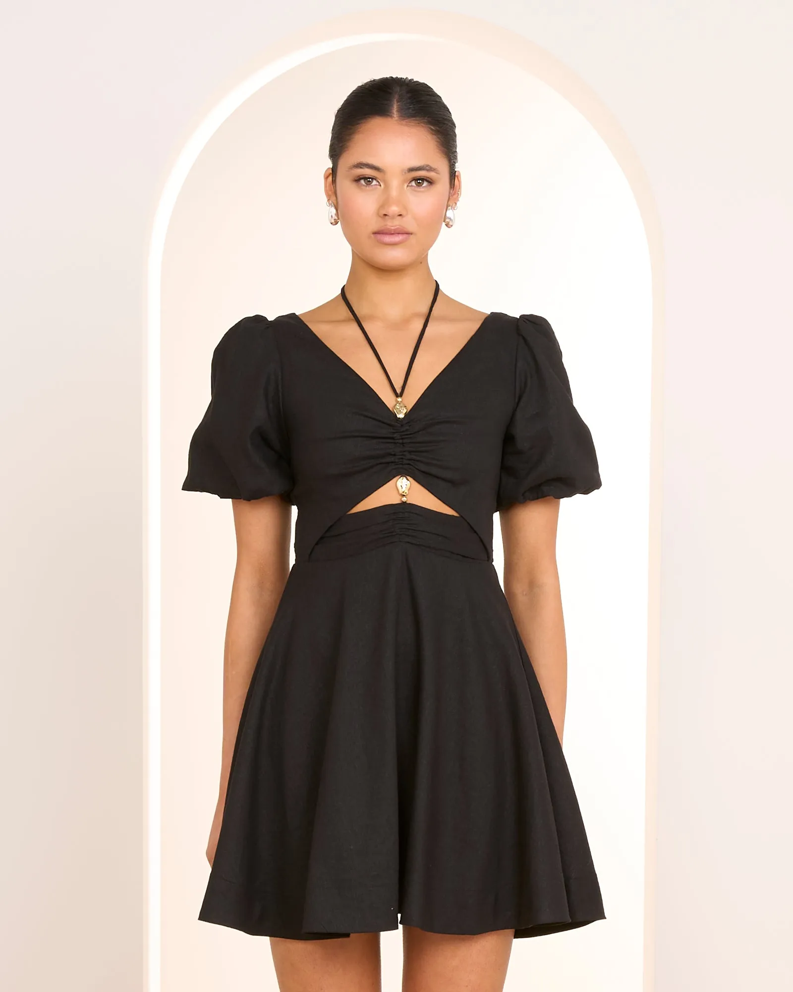 Olive V-neck Mini Dress sold by Pilgrim product image thumbnail 3