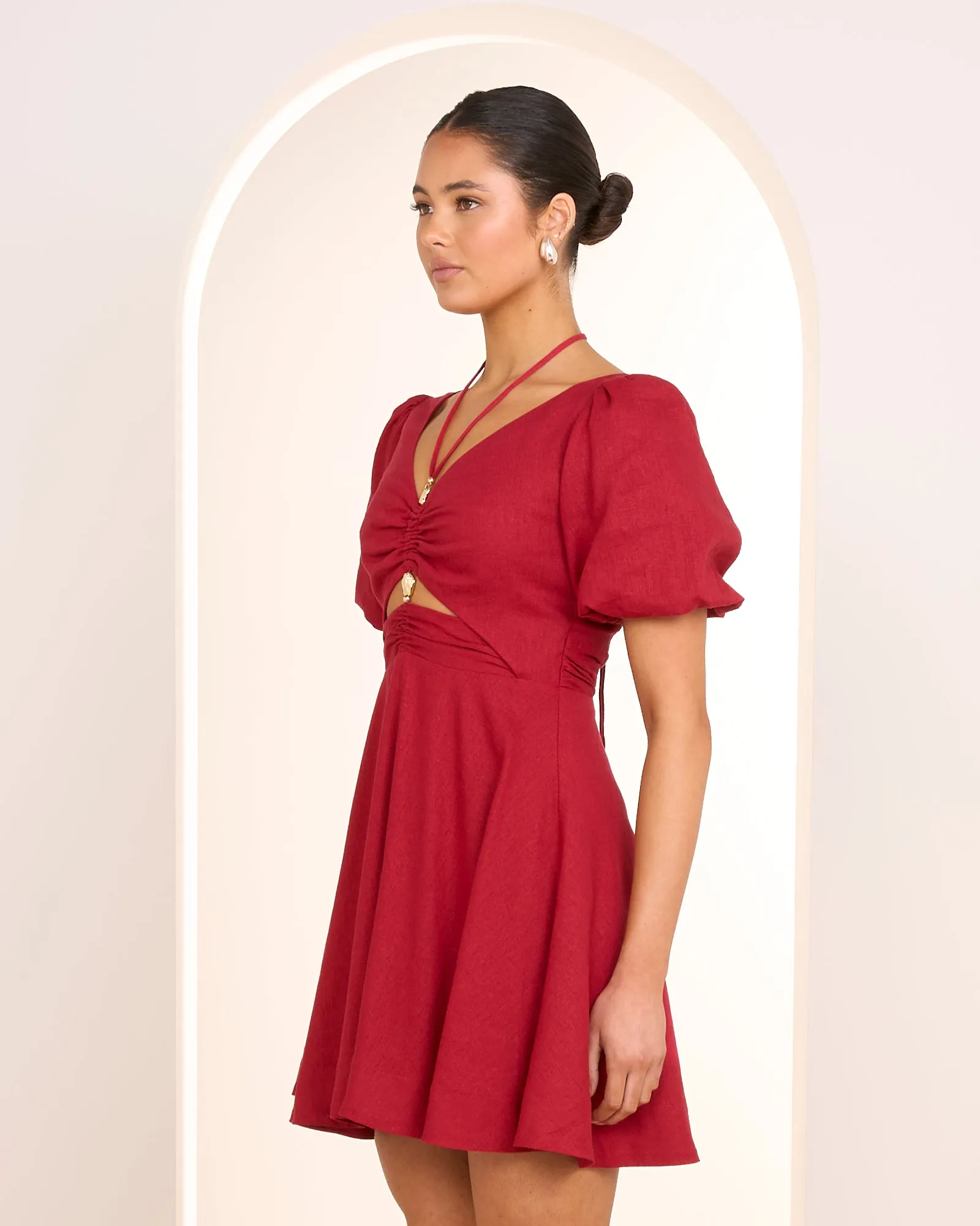 Olive V-neck Mini Dress sold by Pilgrim product image thumbnail 4